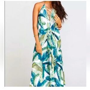 Show Me Your MuMu Logan Lace Up green Banana Leaf Backless Maxi small